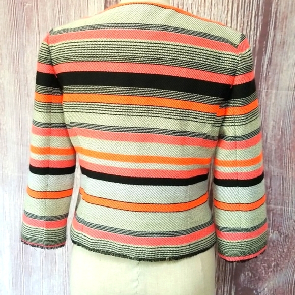 *LAST CHANCE ITEM!* Halogen Striped Zip-up Tweed Blazer w/ Fringe - Picture 7 of 7